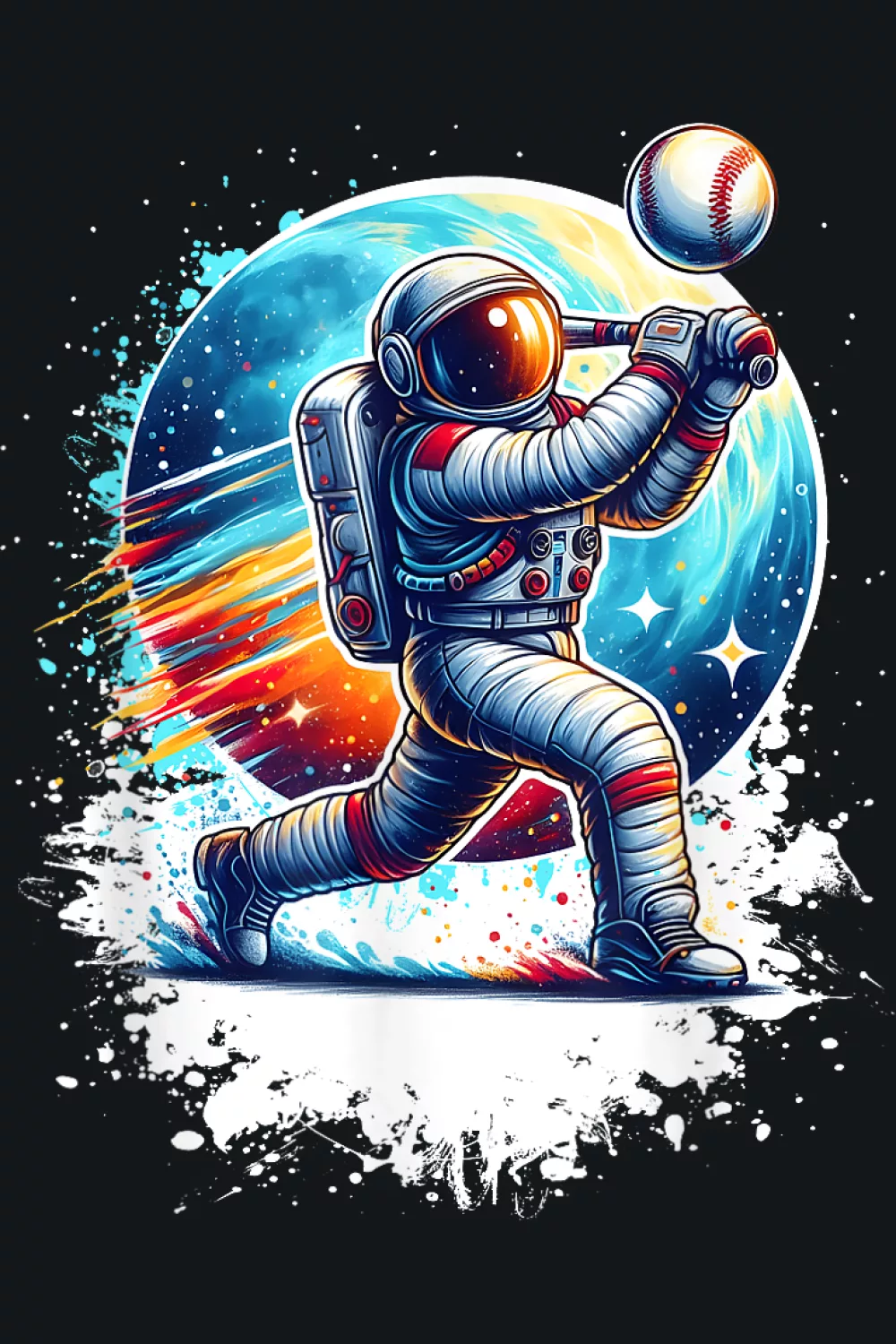 Astronaut Baseball Shirts Galaxy Aesthetic on a lunar power swing with bright rings and a cool star field