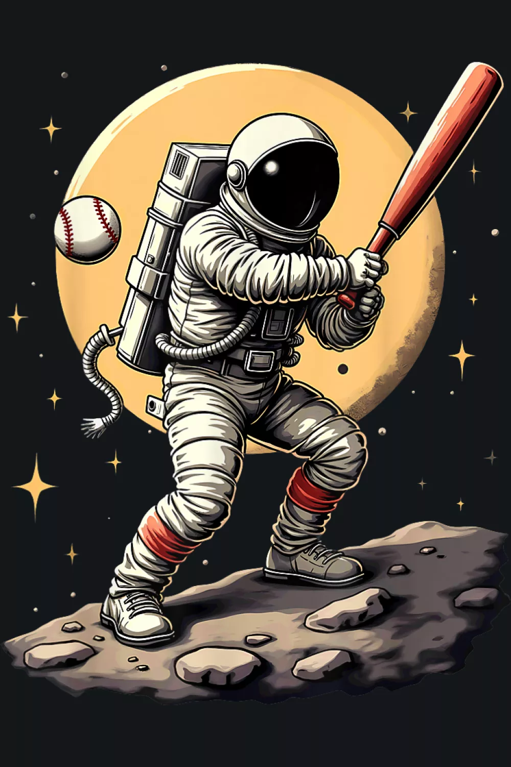 Golden moon glow while a player tracks the pitch with focus