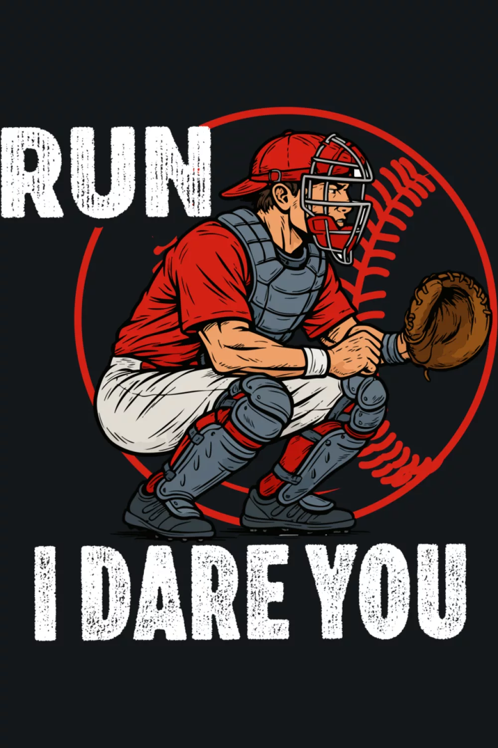 Bold letters stacked above catcher art with simple frame