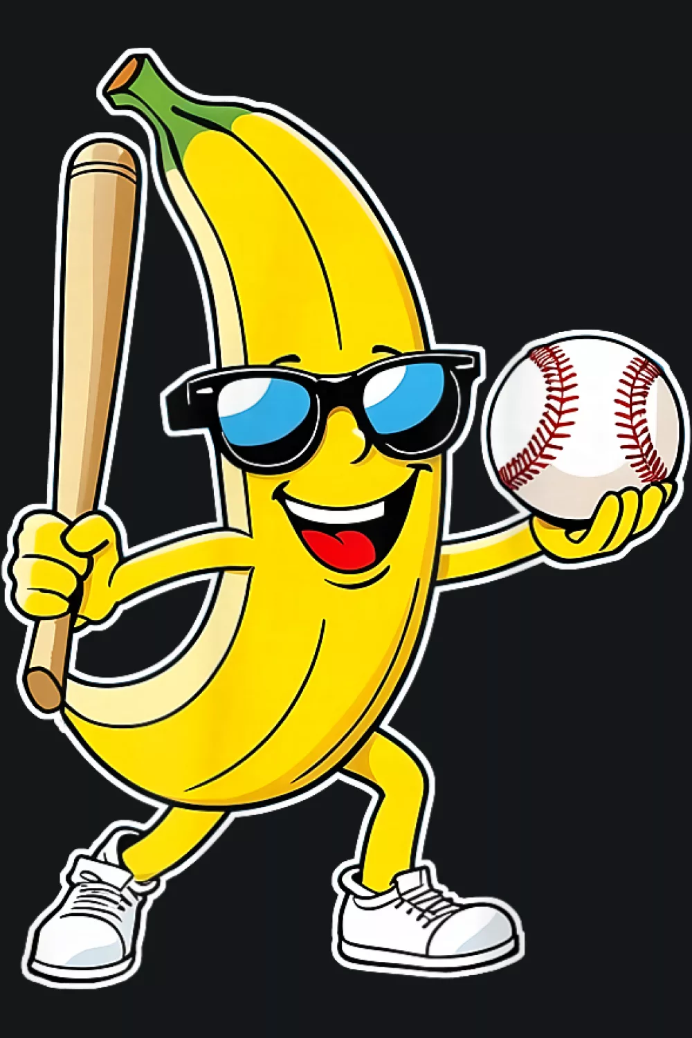 Banana character with bold Bananas type