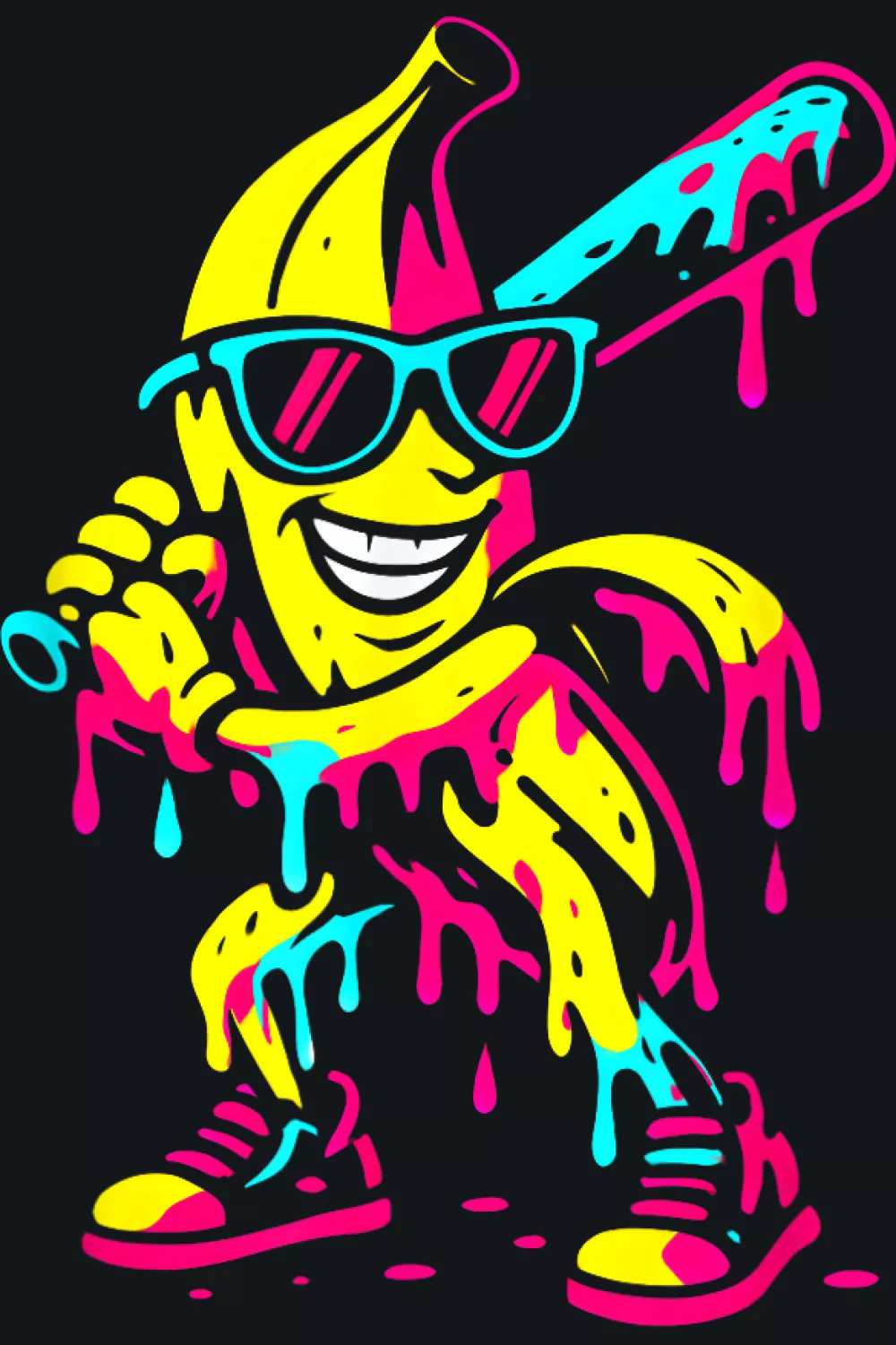 Banana batter with neon drip splash
