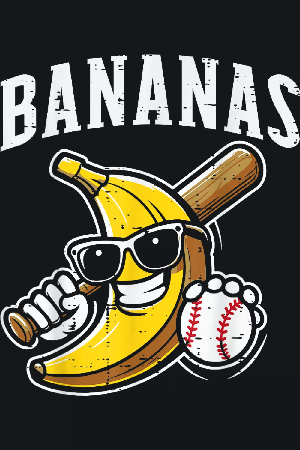 Banana mascot with bold Bananas wordmark
