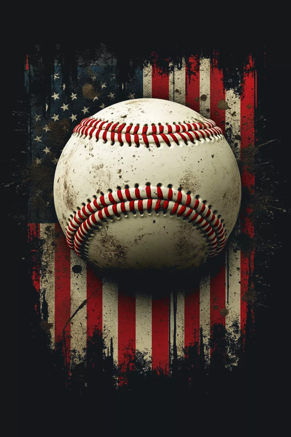 American Flag Baseball Ball Shirts idea with bright flag backdrop and classic ball for summer games