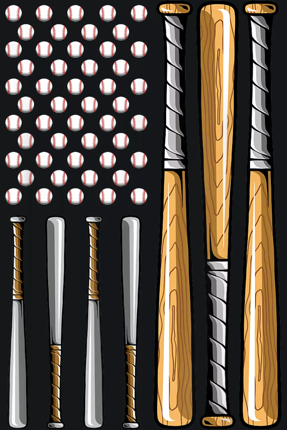 Ball and bats framed by vertical bars
