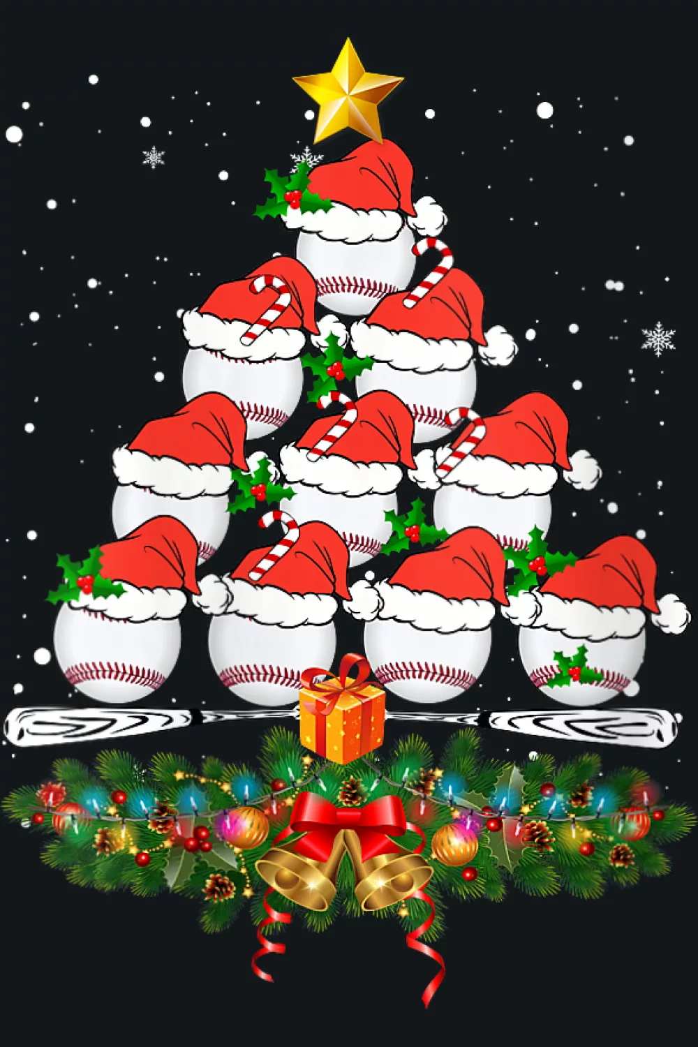 Santa baseball tree for matching pajamas