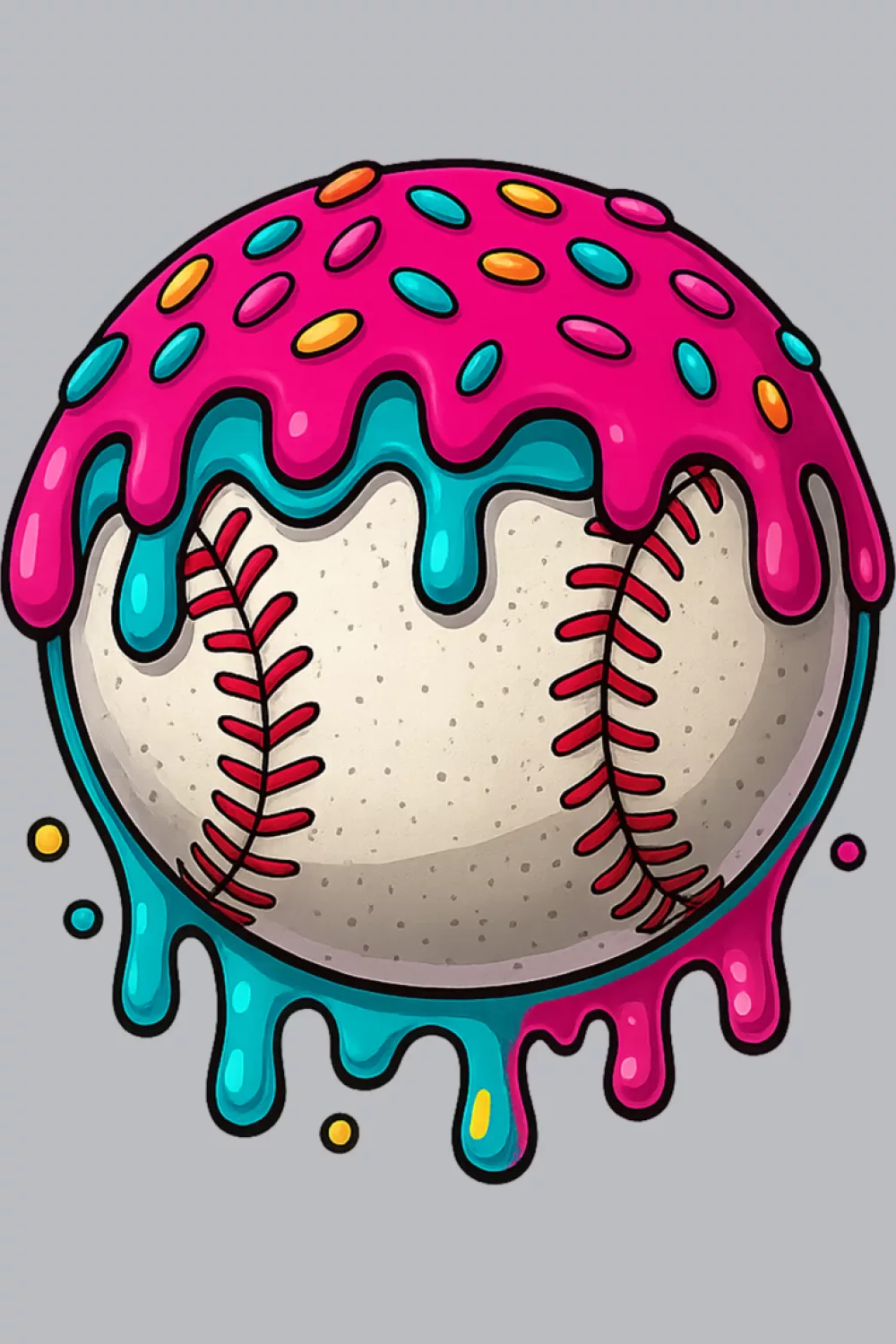 Teen baseball ball with hot pink drips
