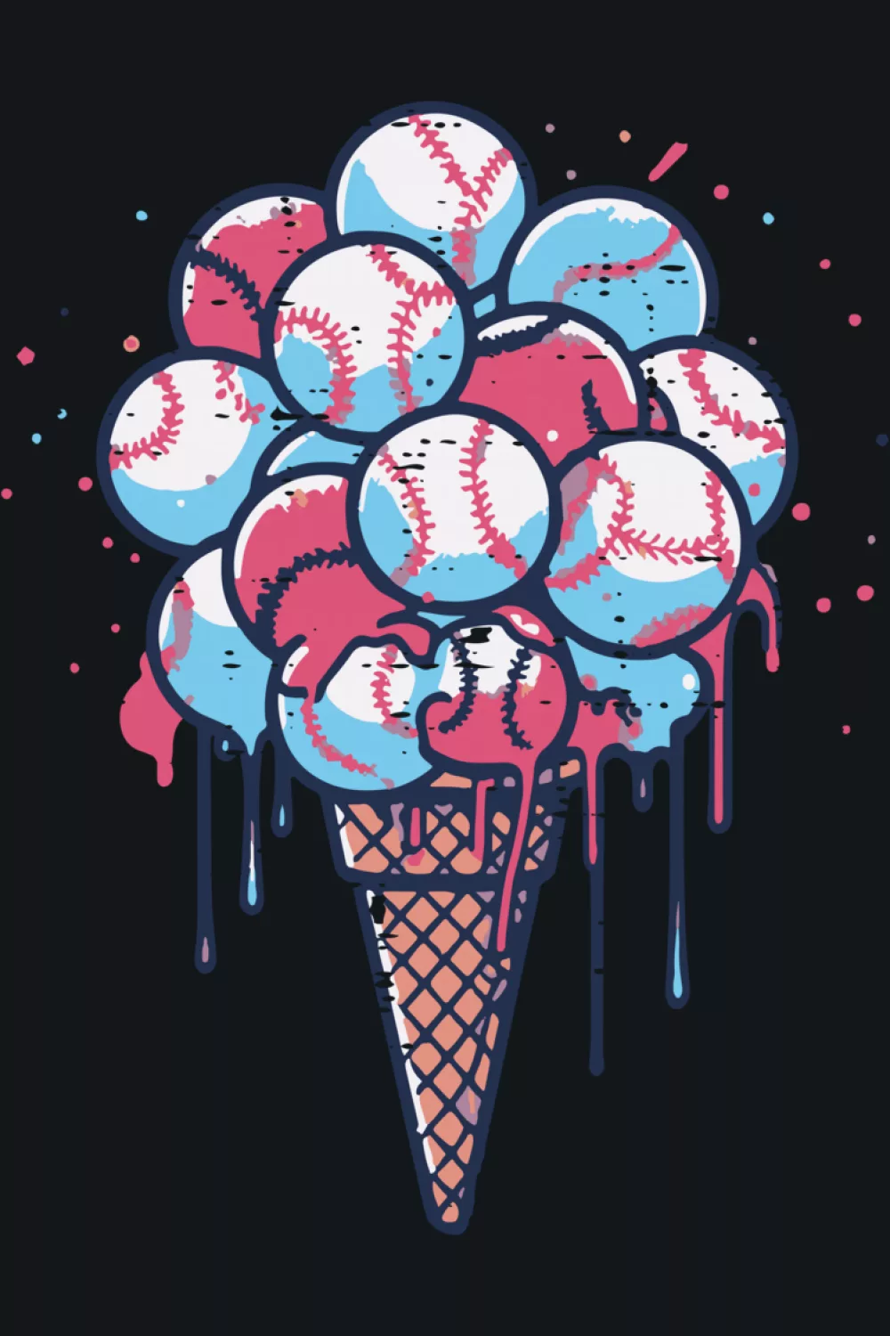 baseball scoop cone with energetic splashes made for players and fans of all ages