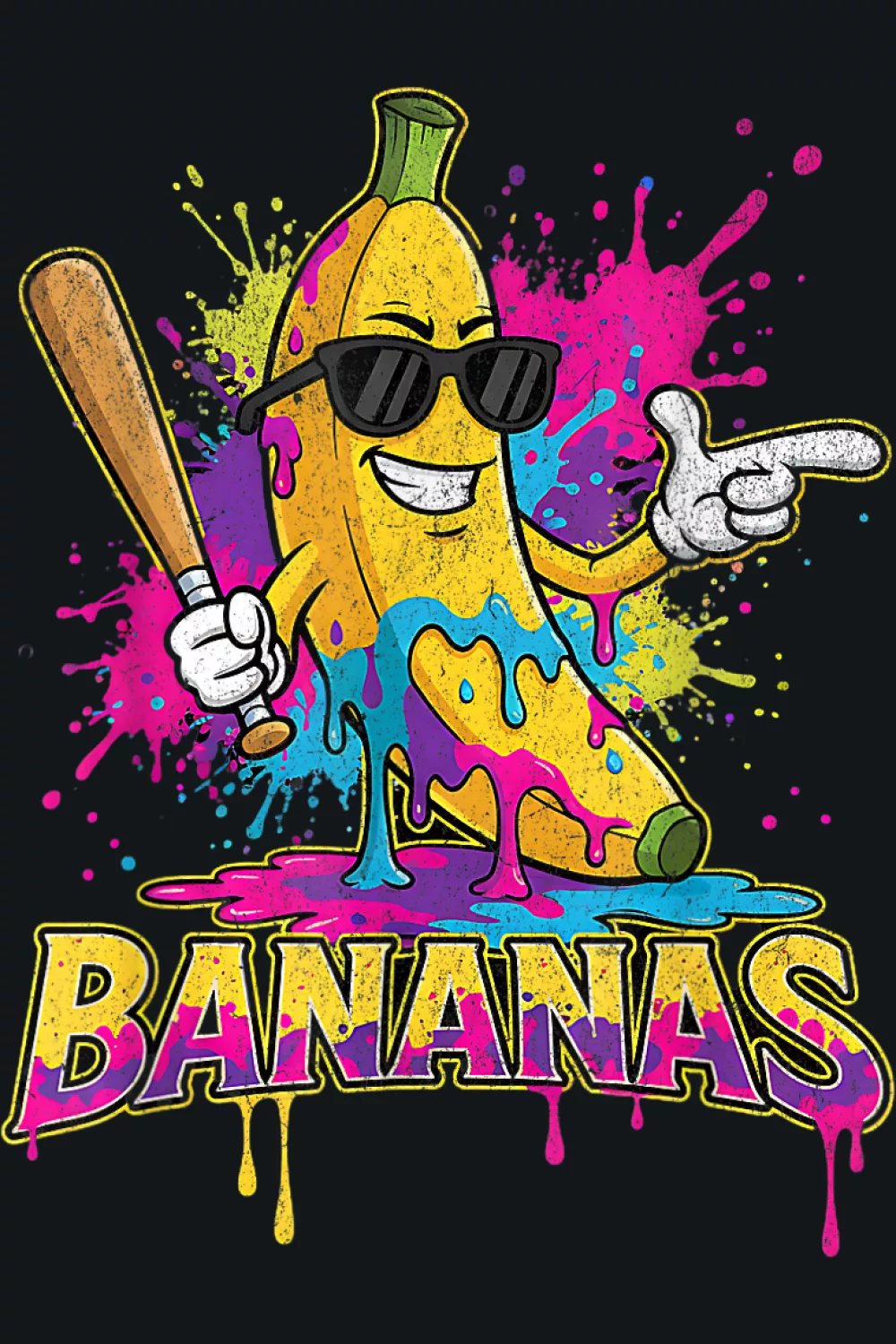 Splatter sports banana swinging a bat