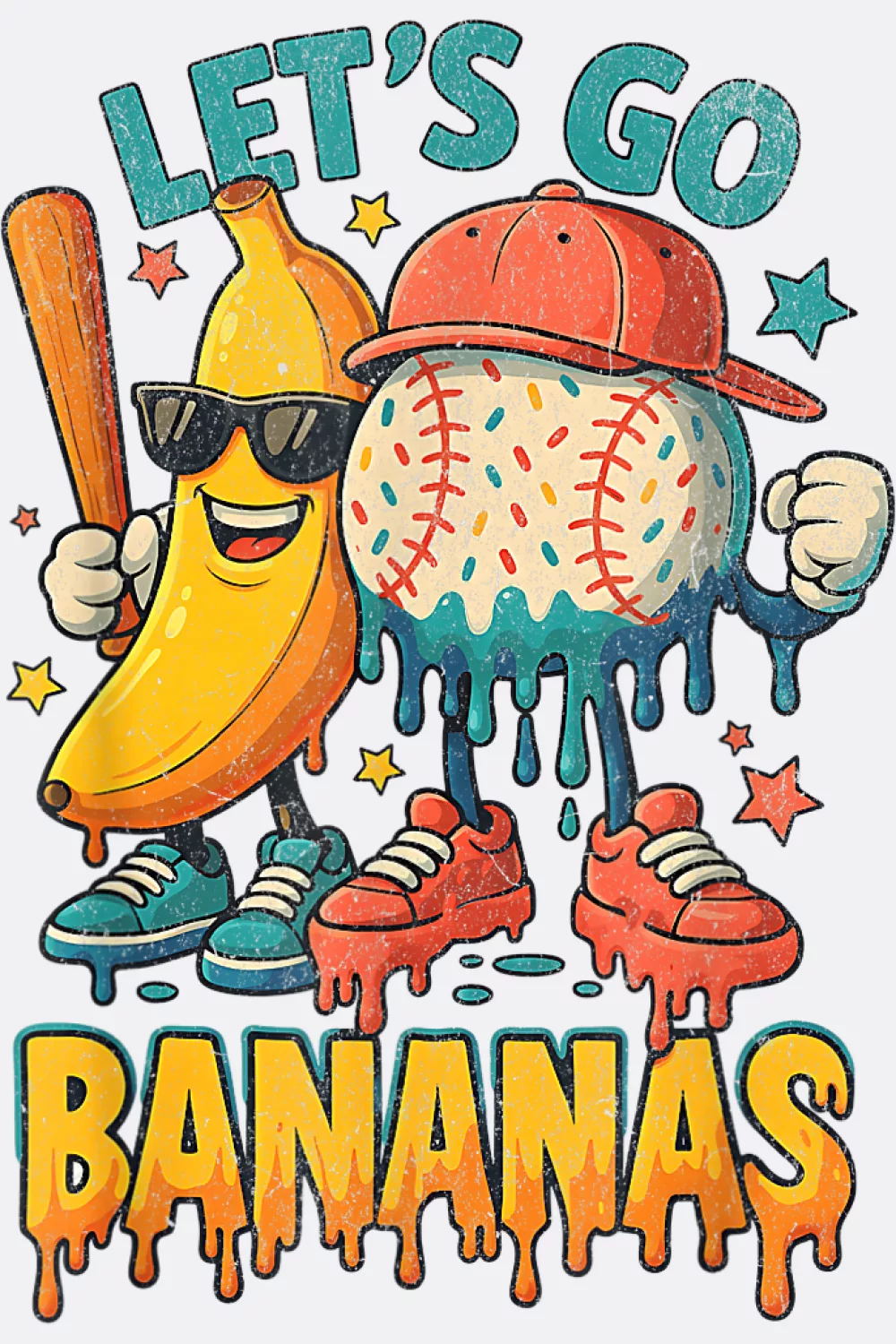 Drip art banana with bat