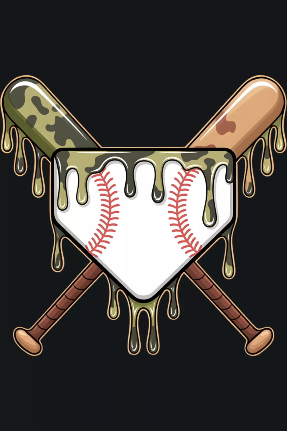 Green camo home plate crest suitable for kids and parents