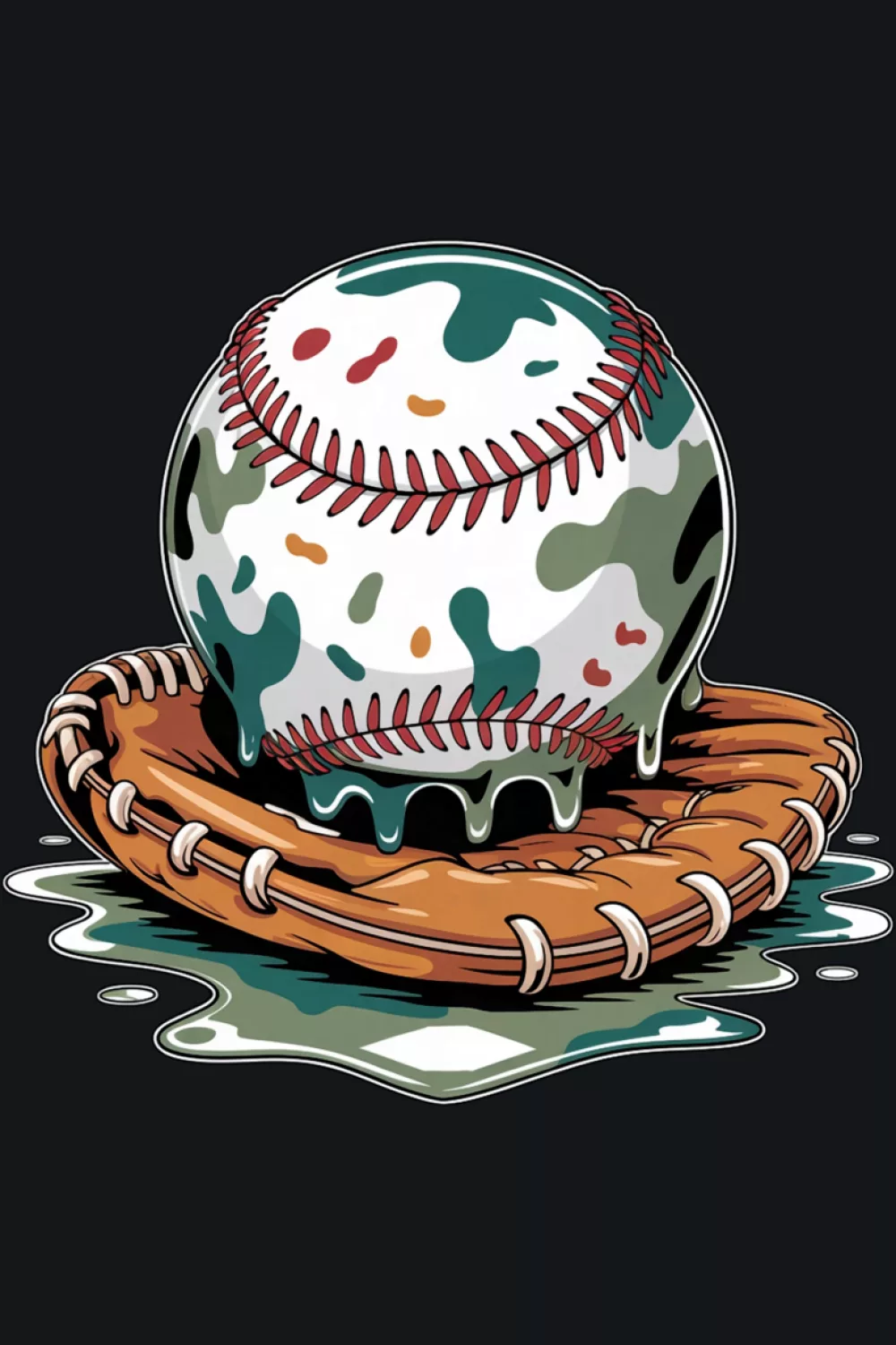 Camouflage Baseball Ball Shirts idea with camo scoop and baseball circle for kids and teens