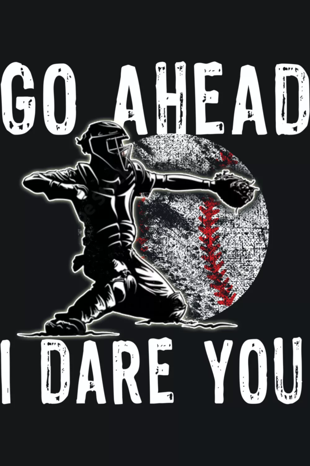 Go Ahead Run I Dare You Baseball Catcher Shirts for Game Day 37 Vintage catcher silhouette with worn textures that echo old scoreboards.
