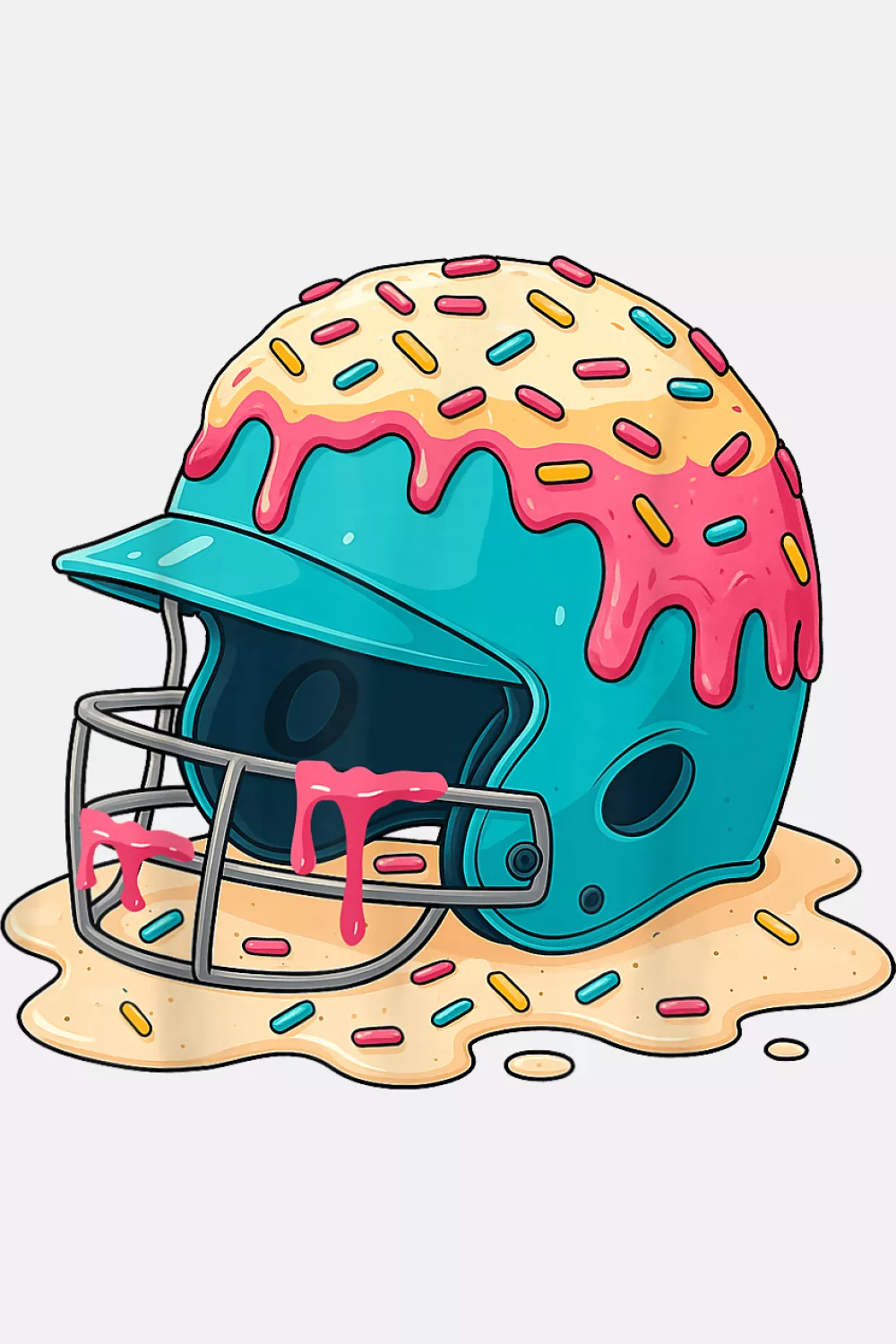 Aqua helmet with strawberry topping drips