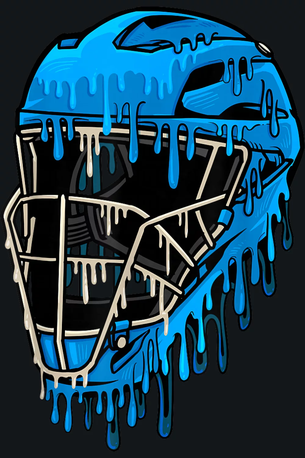 Electric blue drip mask with dark background