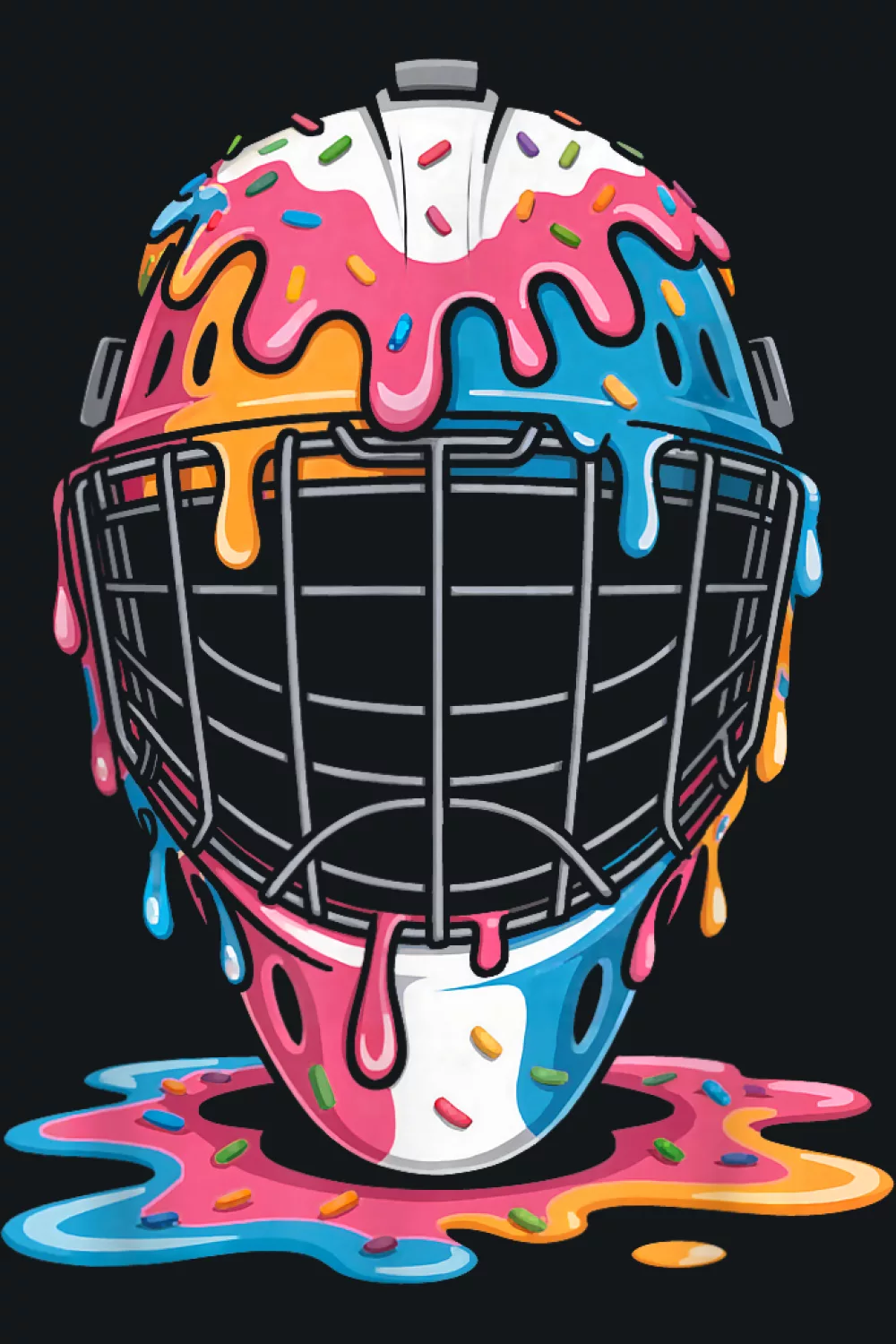 White mask front view with candy drips