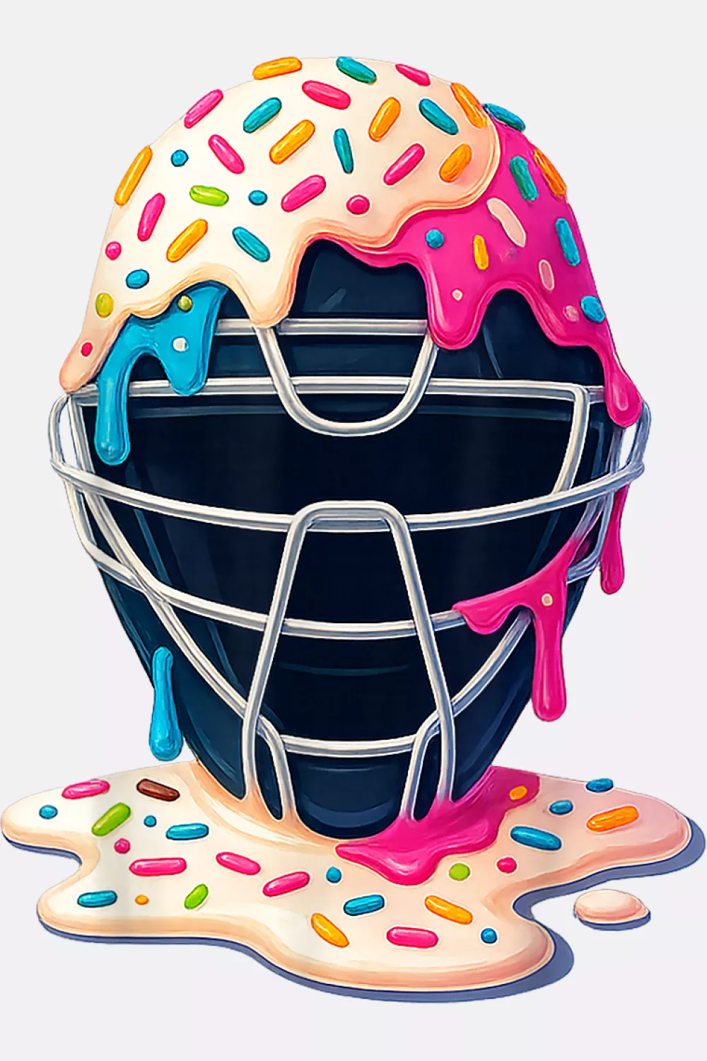 Bright sprinkle crown over pink drip mask