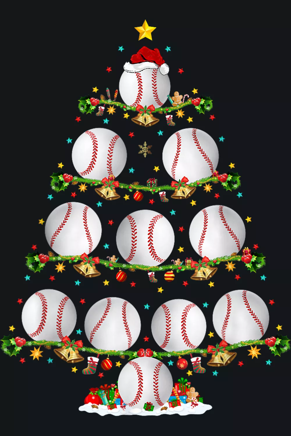 Light strings around baseball pile