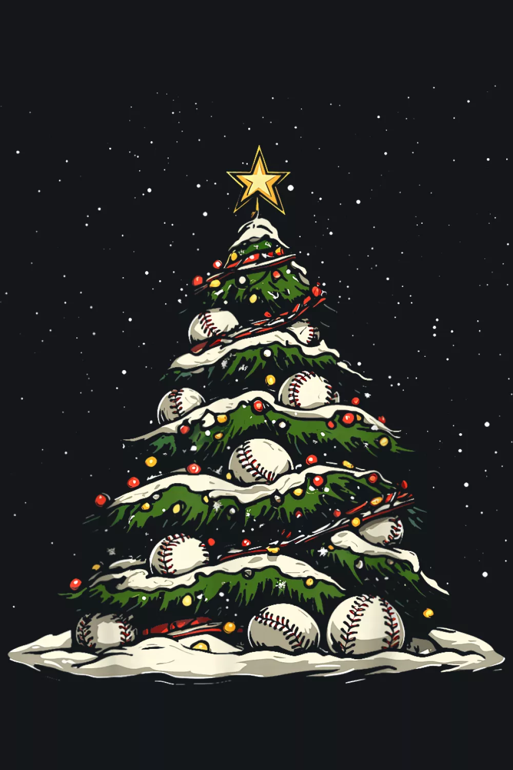 Sports player tree with balls and bats