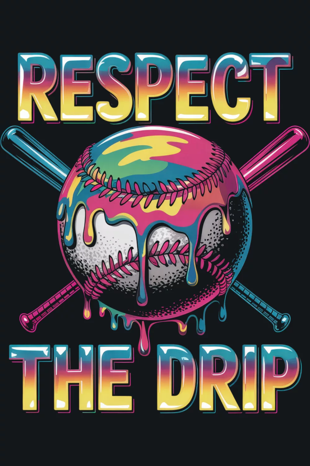 Classic bat and ball crest with strong drip text below