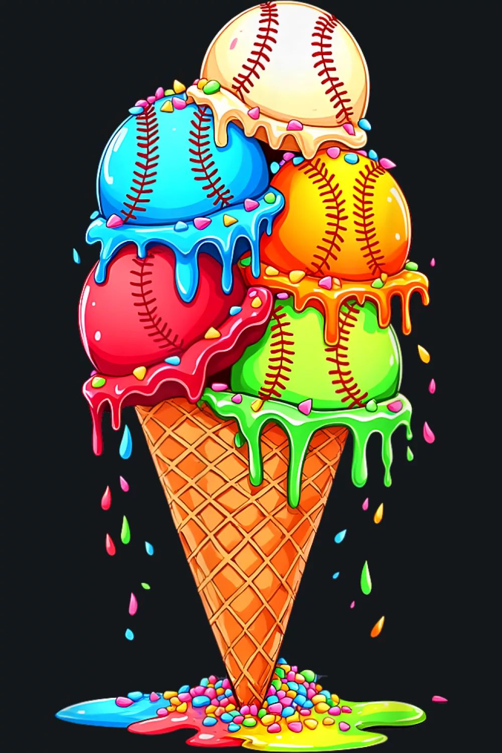 Bright cone with candy sprinkles