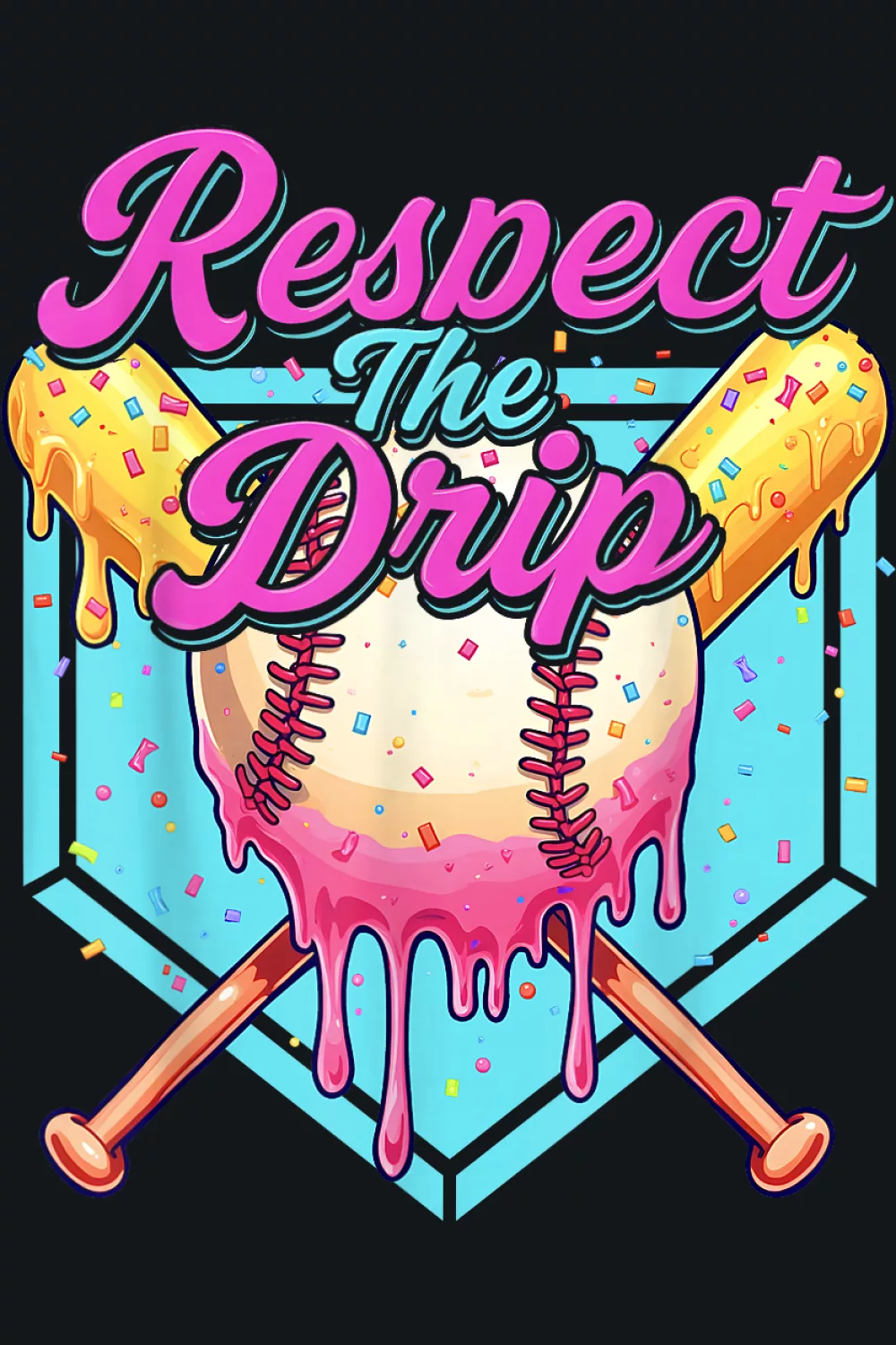 Home plate badge with dripping seams