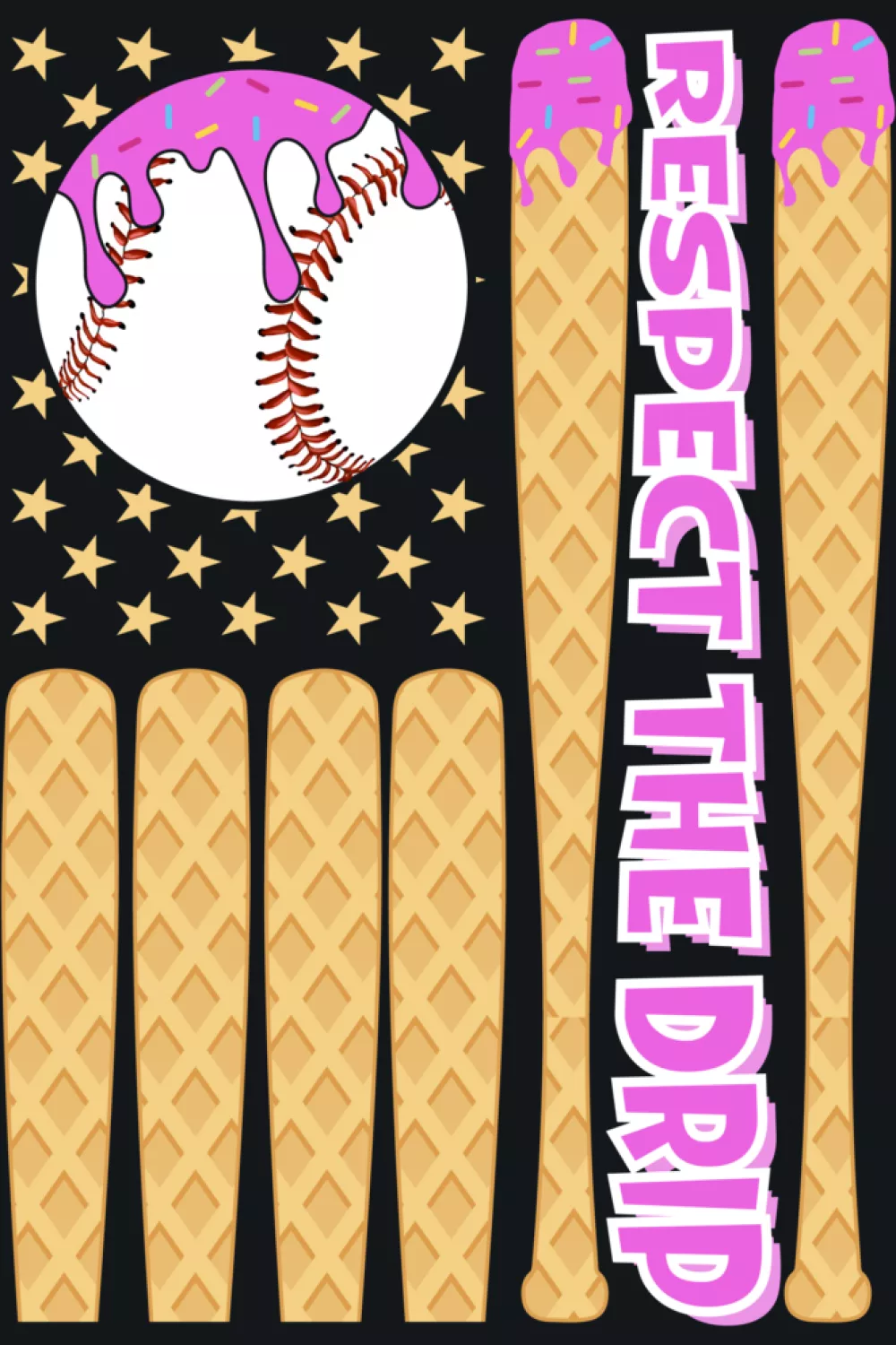 Ice cream bat stack with flag colors and bright star accents