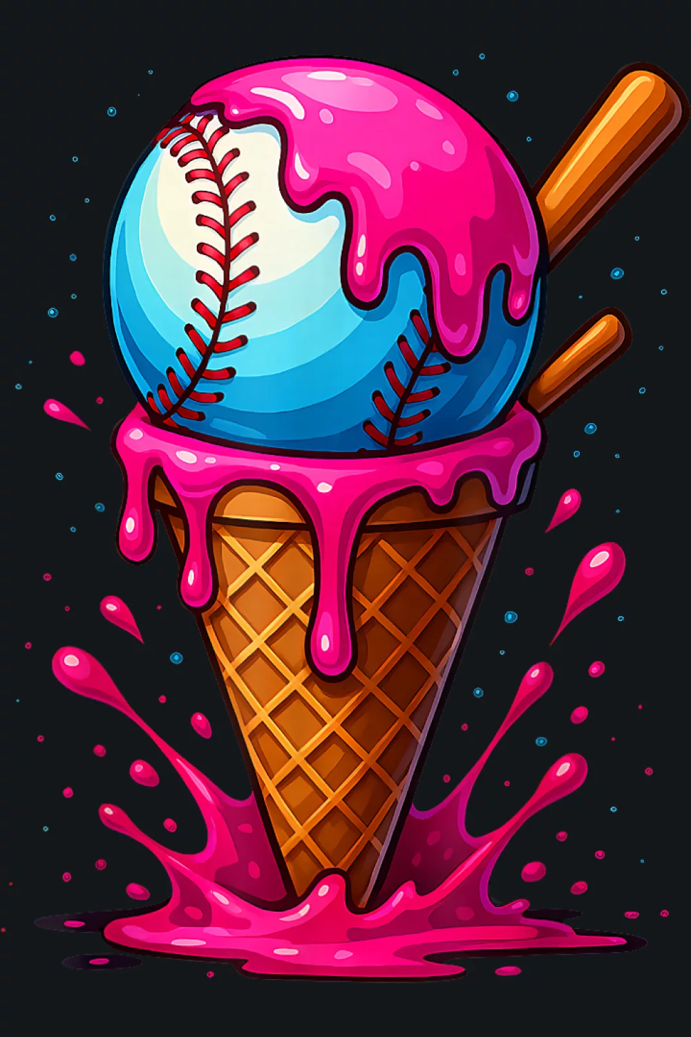 Cone with stitched ball and bold drizzle