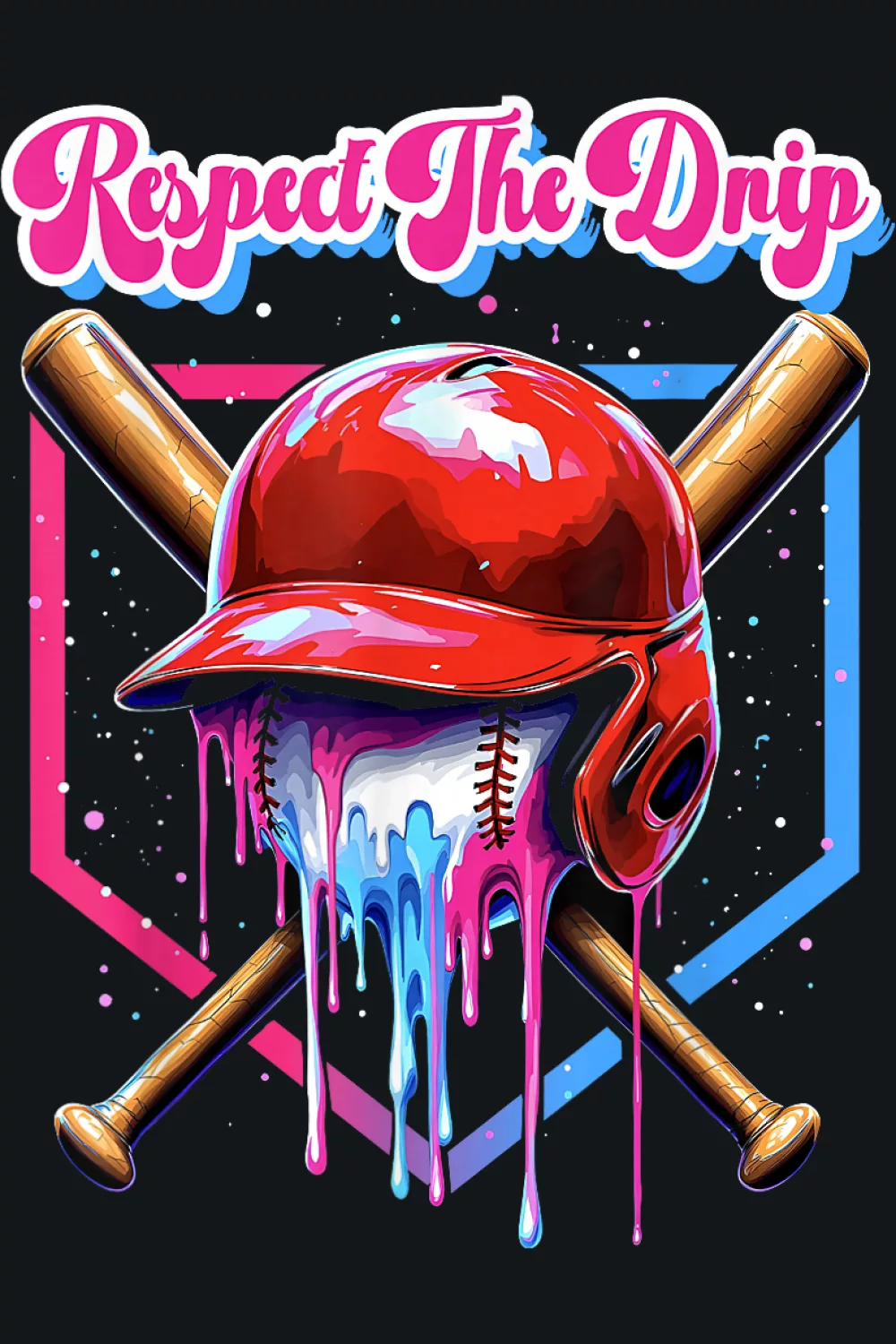 Helmet and bats with chocolate syrup and sprinkles