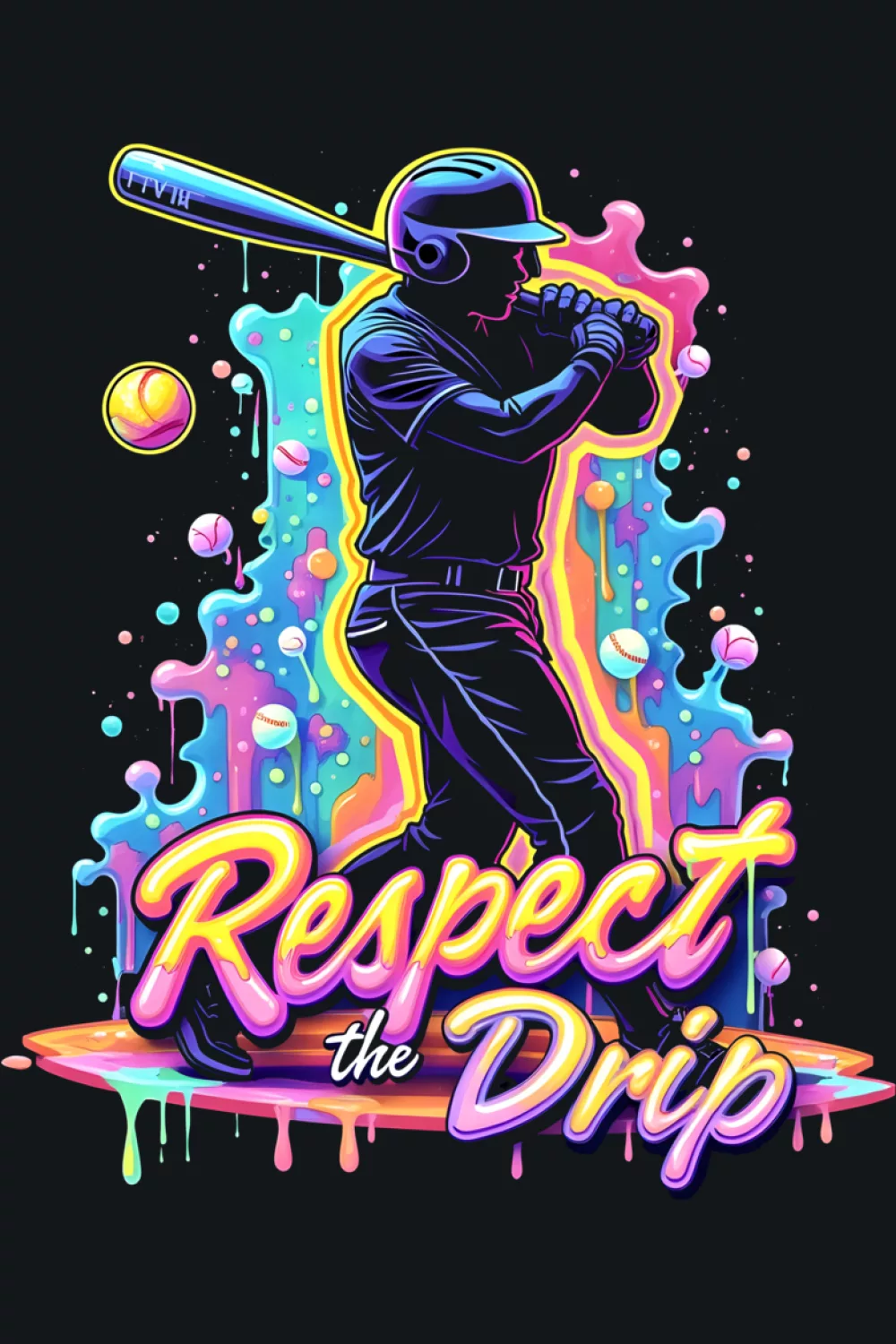 Dynamic hitter graphic with rich color blends and soft glow