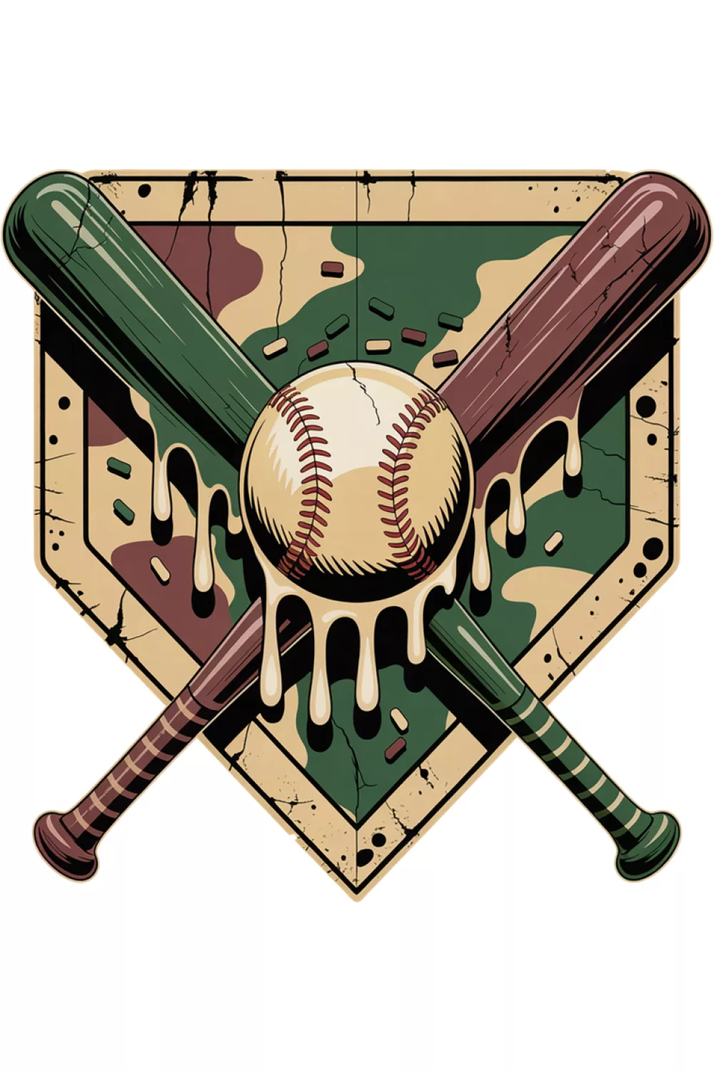 Military shade camo badge with ice cream topping over the ball