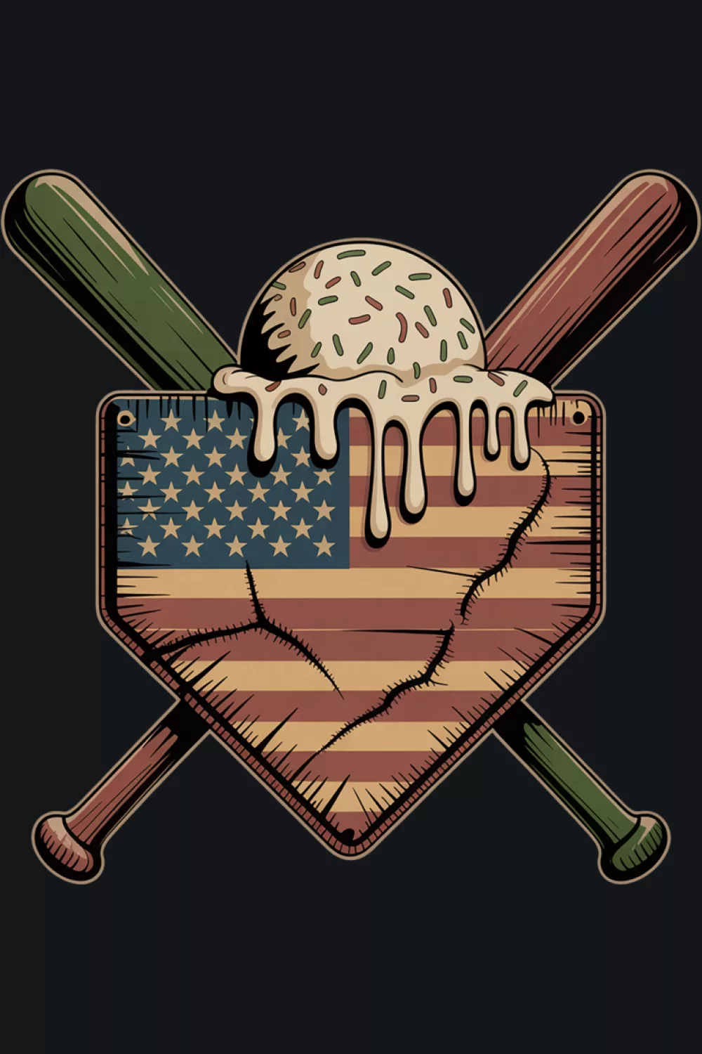 Patriotic plate crest with camo frame and bright flag center
