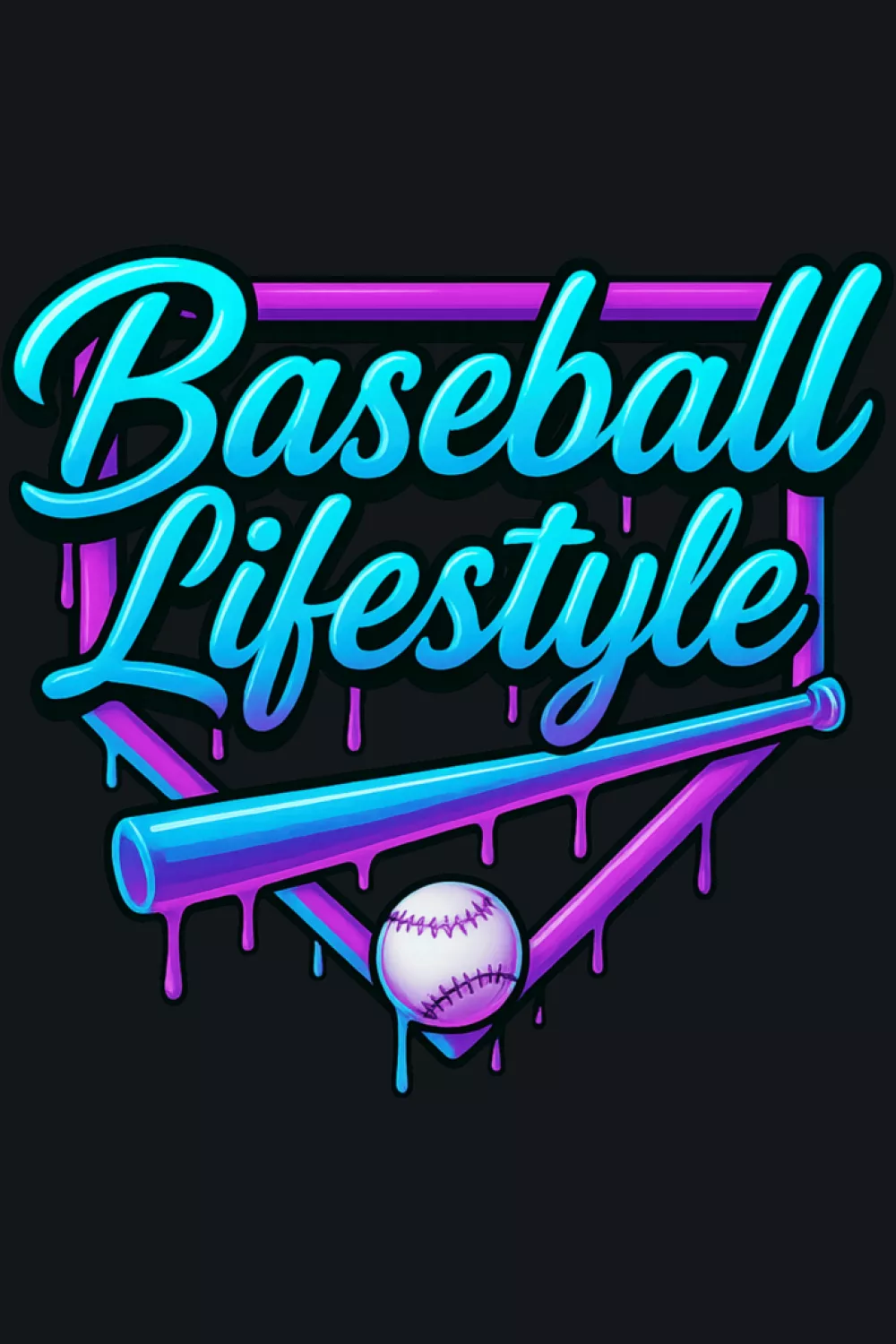 Team spirit baseball lifestyle drip graphic with shield style background for youth fans