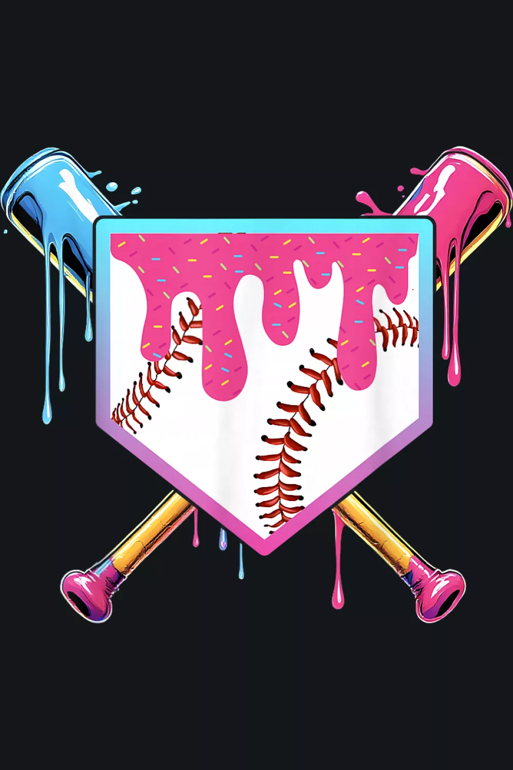 Shield badge with double bat and soft drip