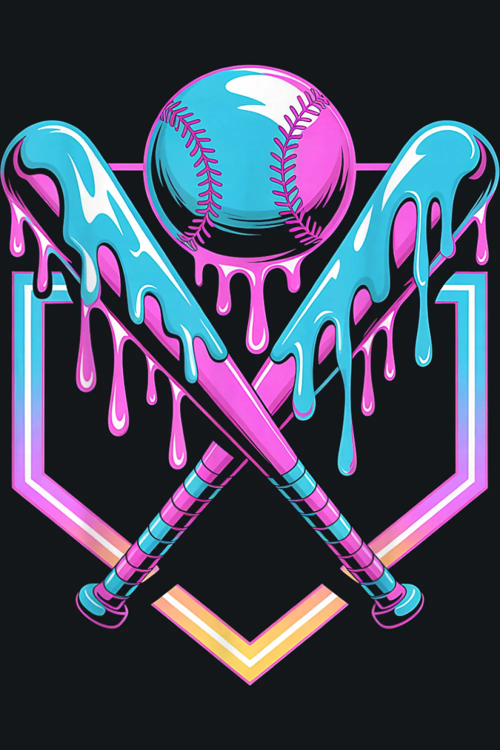 Bold neon angles around a bat icon