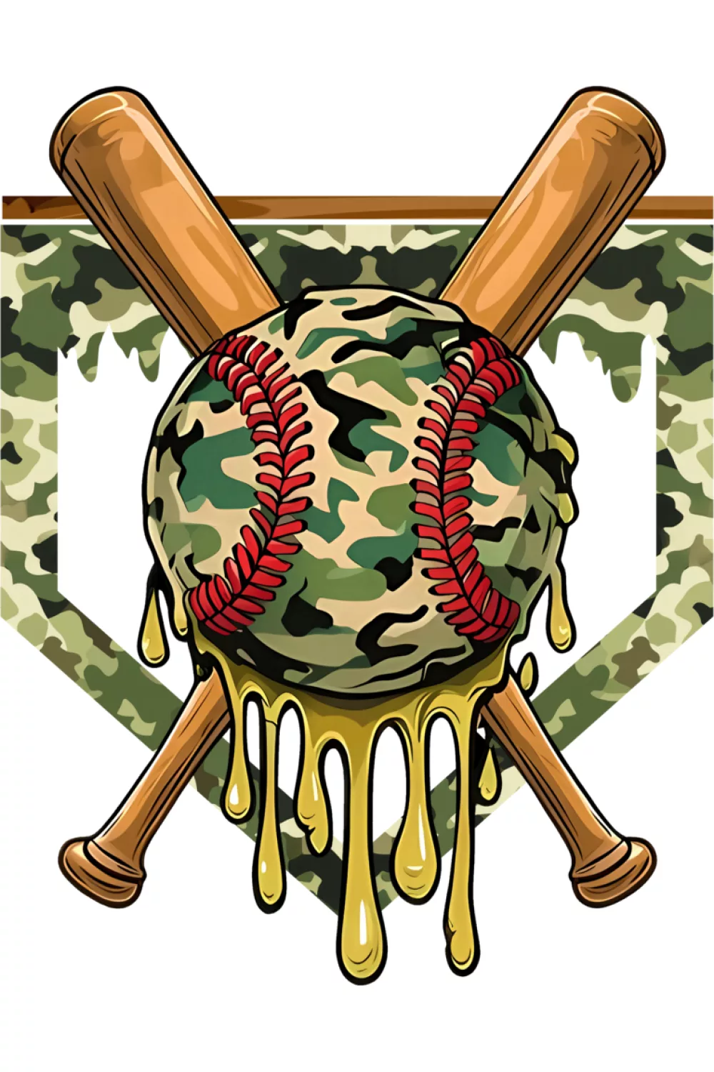 Cone idea with bold camo scoop and small stars around the crest