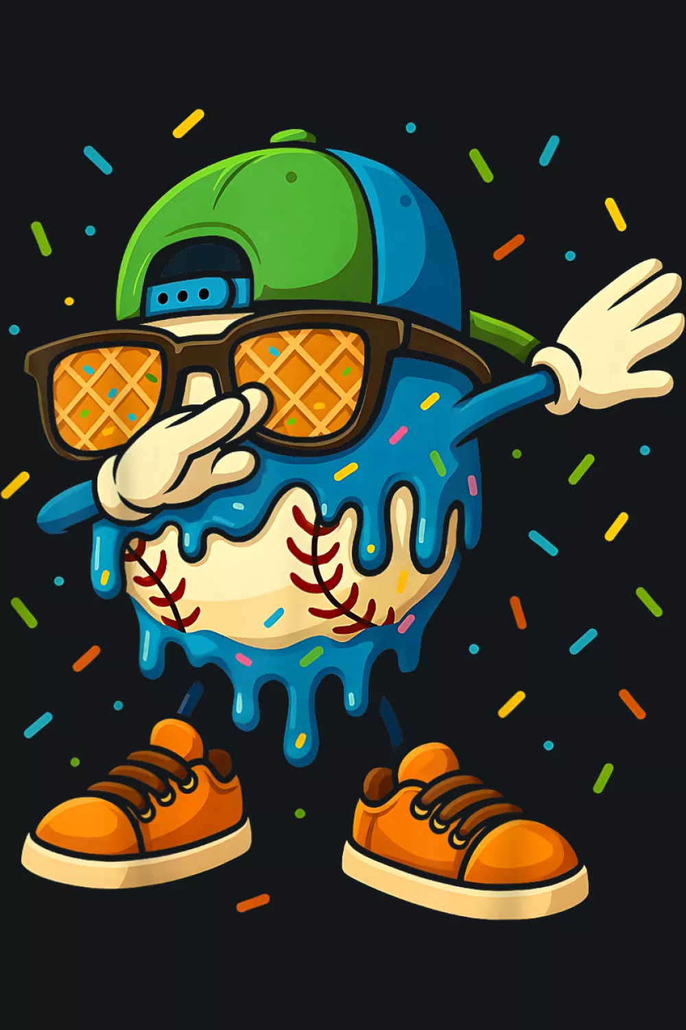 Cheerful dab and cool sneakers