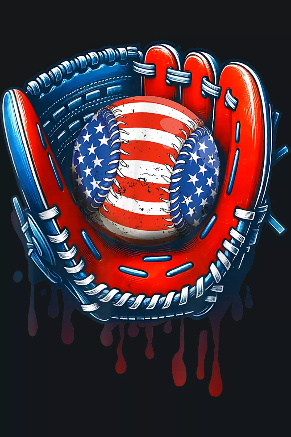 Festive red white and blue mitt crest