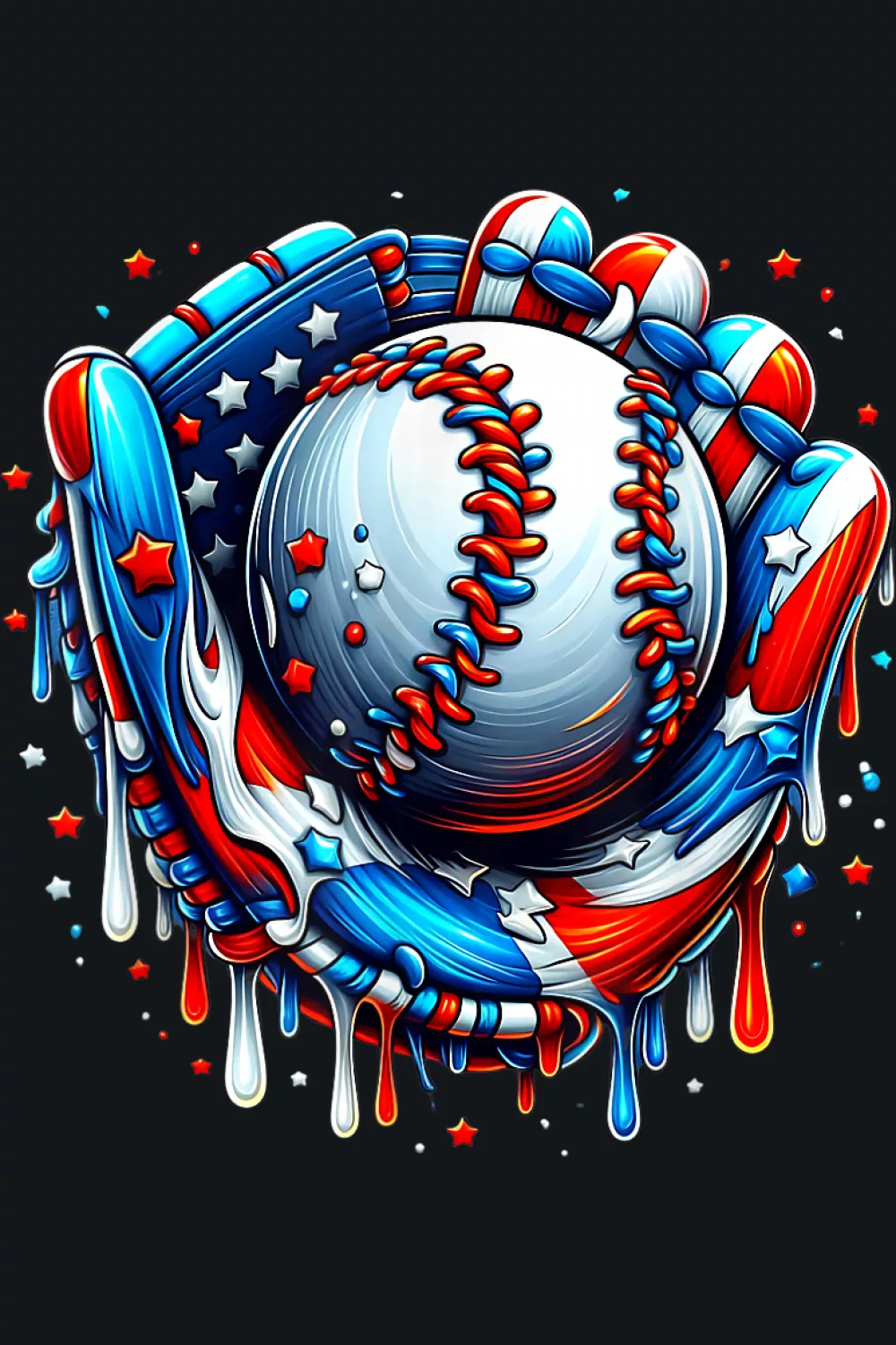 Patriotic mitt with bright stars and stripes