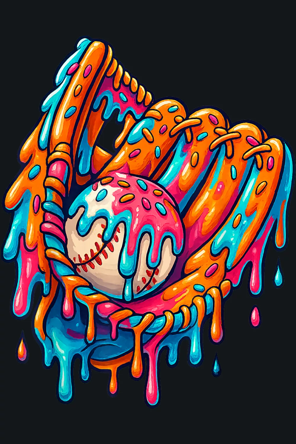 Blue glow mitt with candy detail