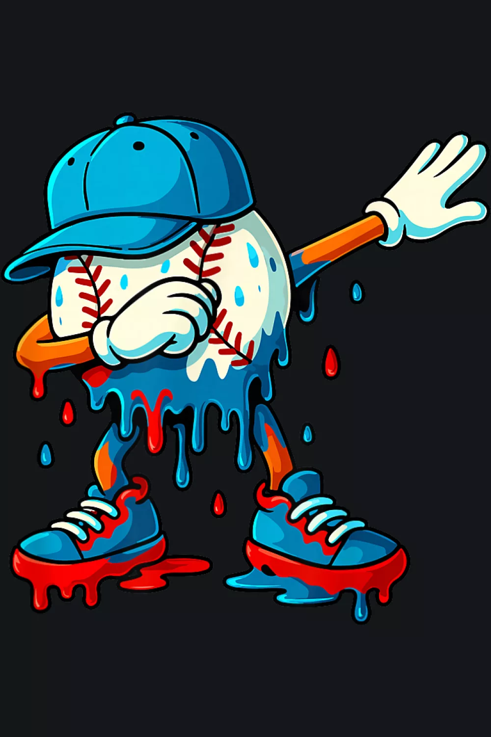 Dabbing baseball with neon cone