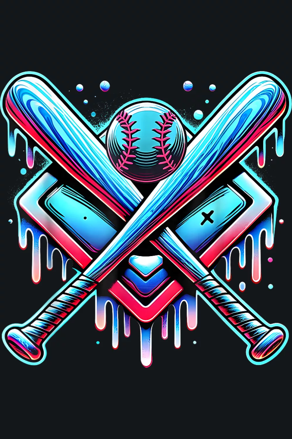Crossed bats badge with cool teal accents