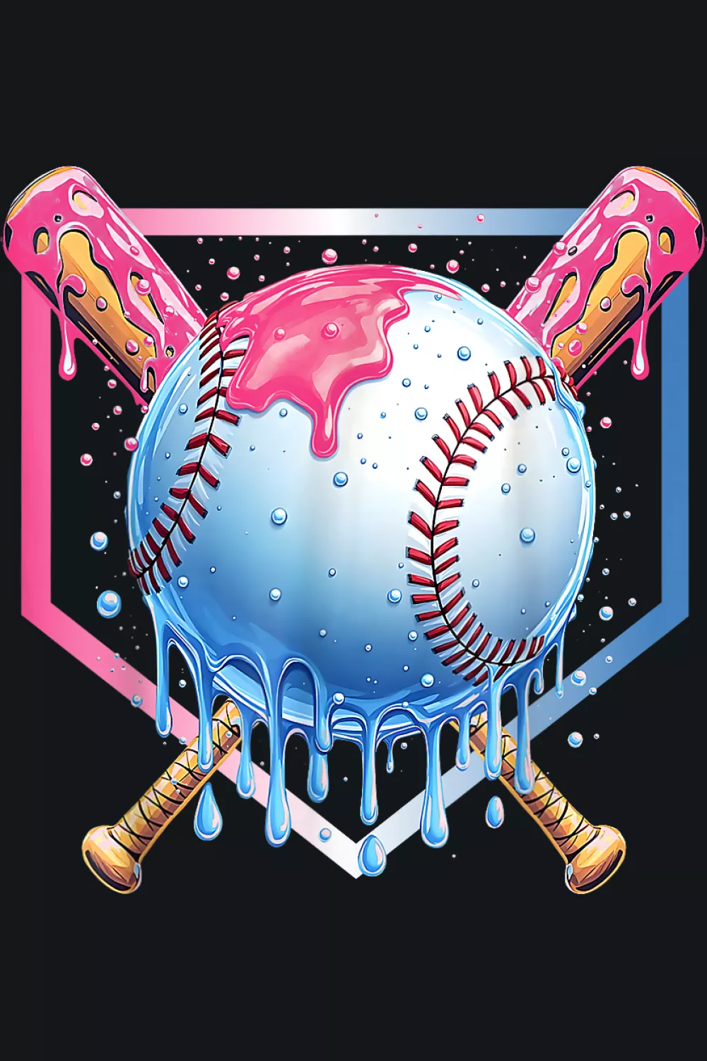 Candy stripe frame around crossed bats icon