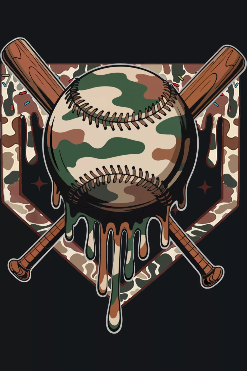 Cone crest with gentle camo shades and soft dripping lines