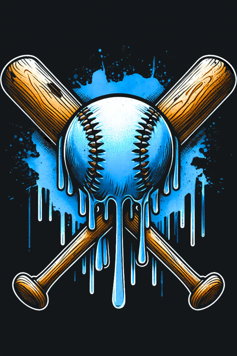 Ice Cream Drip Baseball Logos & Badges Shirts neon crossed bats crest with sweet glow