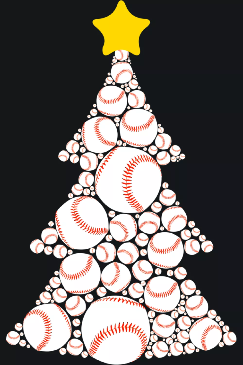 Fan themed baseball tree with simple ornaments and soft snow.