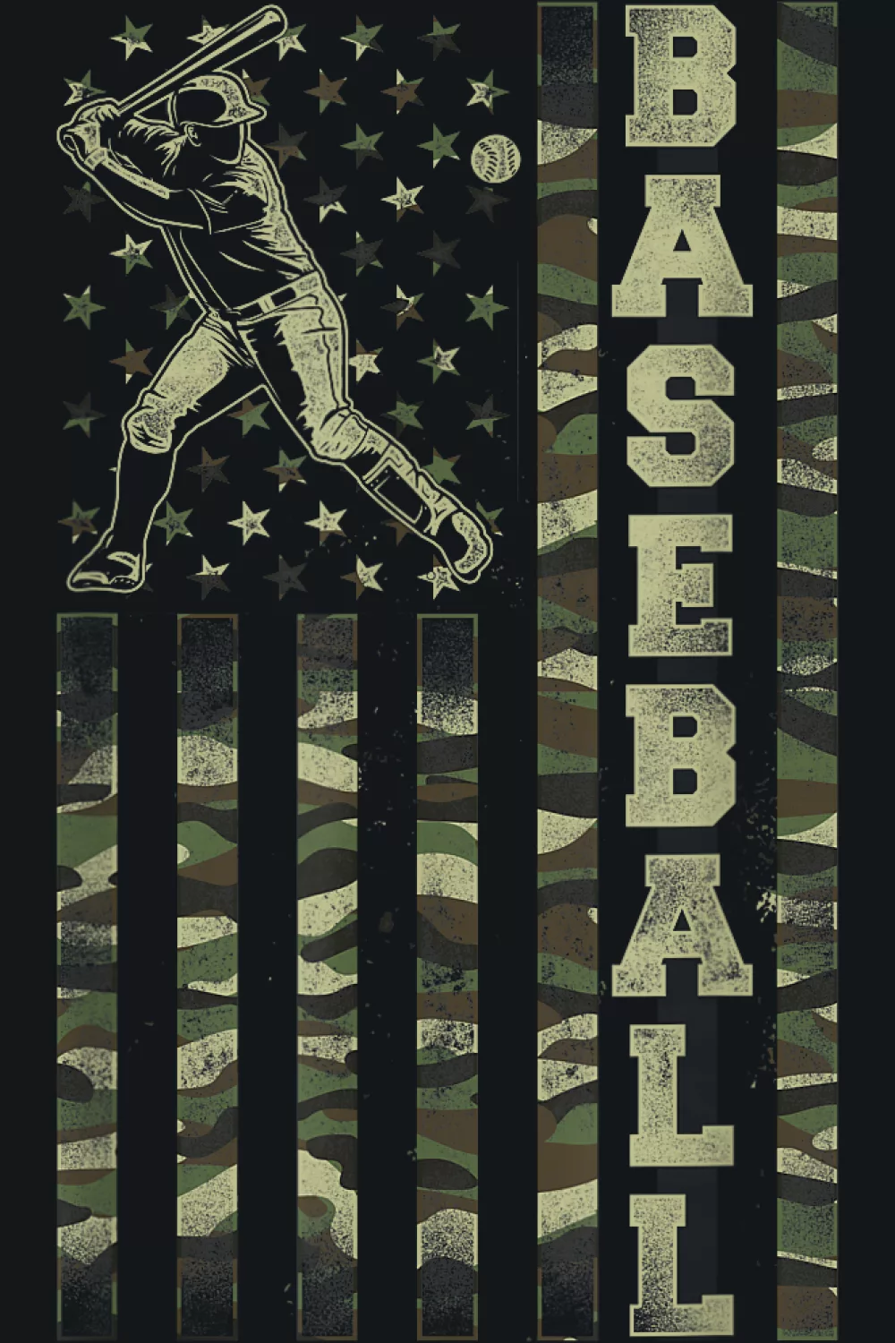 USA camo collage with baseball elements