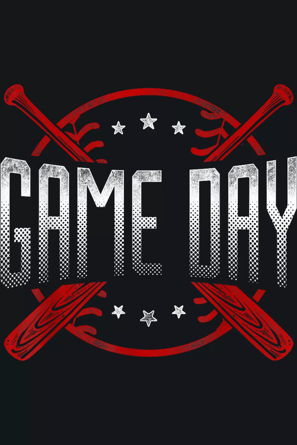 Vintage game day lettering with a classic baseball fan feel that works for casual outfits all season long.