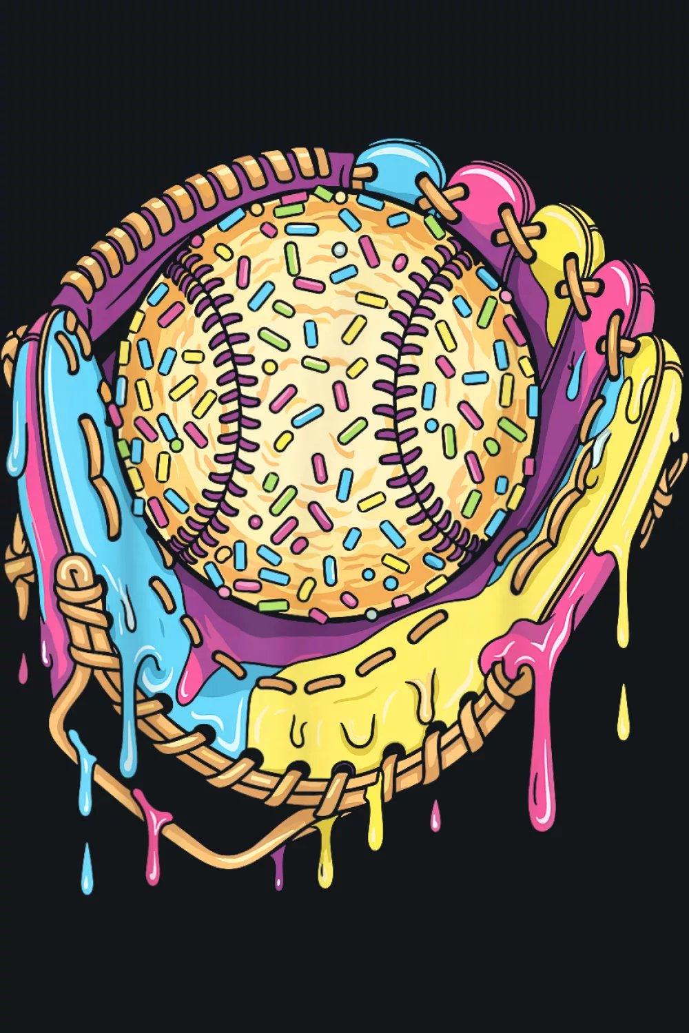 Colorful drip mitt with gradient shine
