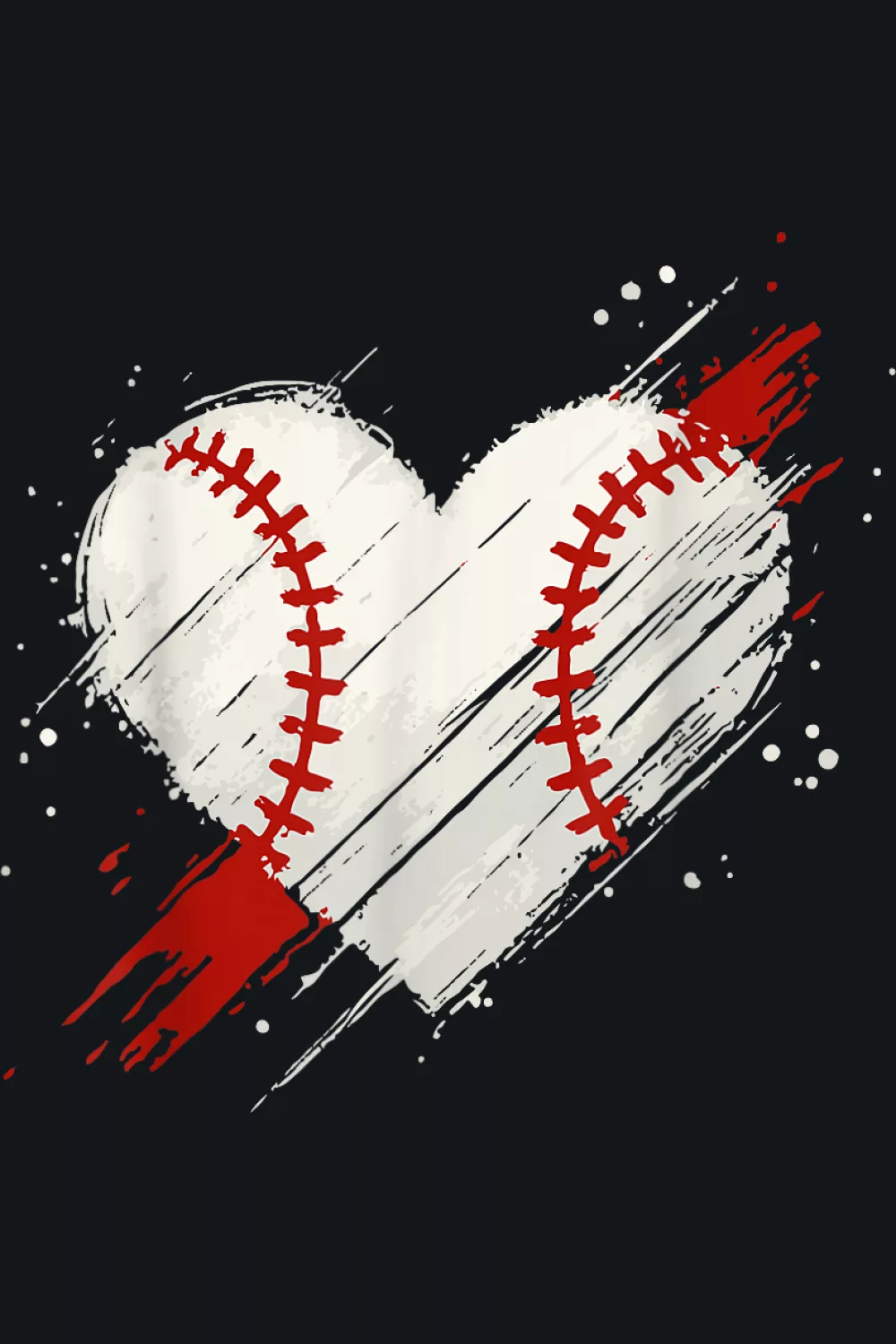 Brushstroke heart with bat splatter effect