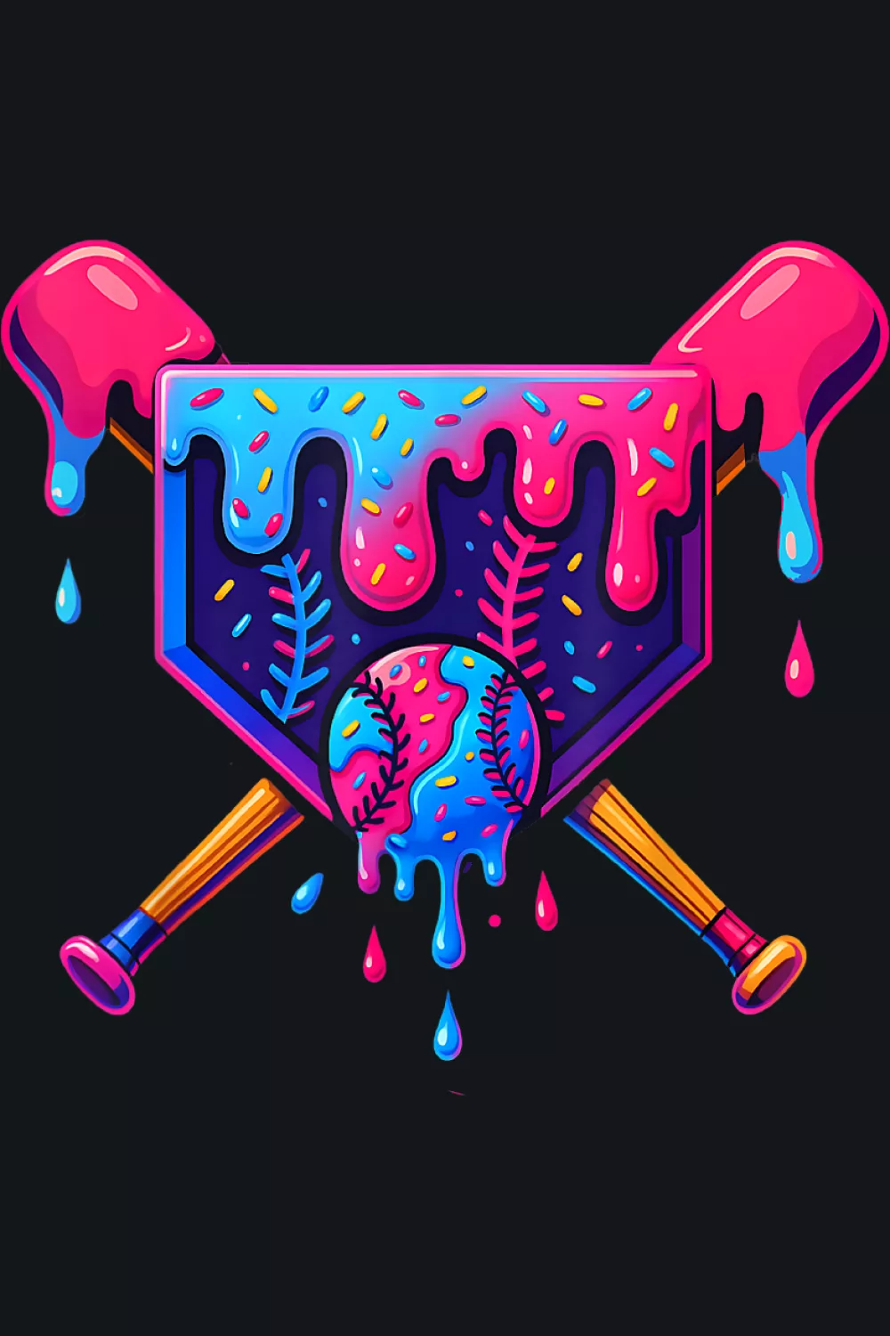 Home plate crest with soft drip and bright border